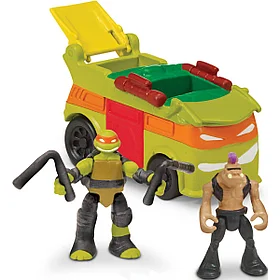 Вагон Черепашек для ниндзя-вечеринок – серия Микро- с фигурками Майки и Бибопа – Микро