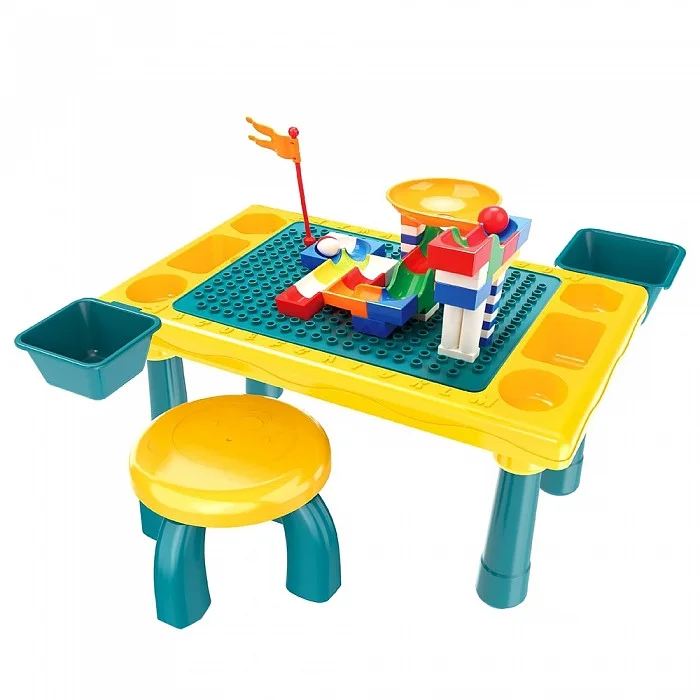 PITUSO  Стол для игры с конструктором, в компл. с конструктором (58 эл.) (48,4*30,2*27,2)+1табурет