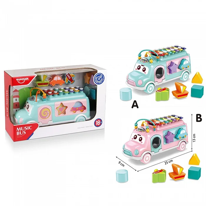 HAUNGER Игрушка развивающая СОРТЕР АВТОБУС-КСИЛОФОН 25*9*13 см (в кор.48 шт.)