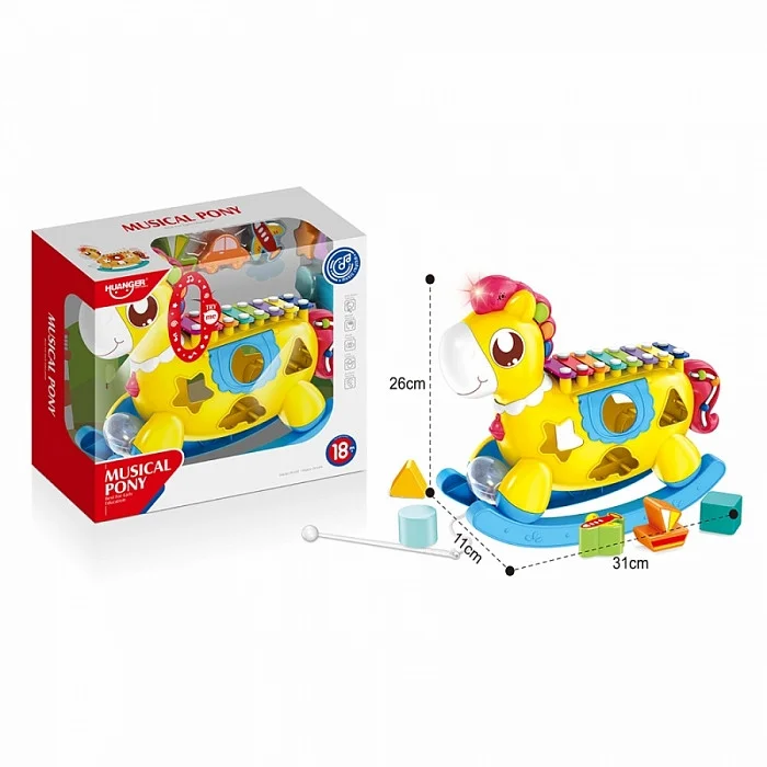 HAUNGER Игрушка развивающая Сортер Лошадка-ксилофон 30*10*24 см Желтый )(в кор.24 шт.)