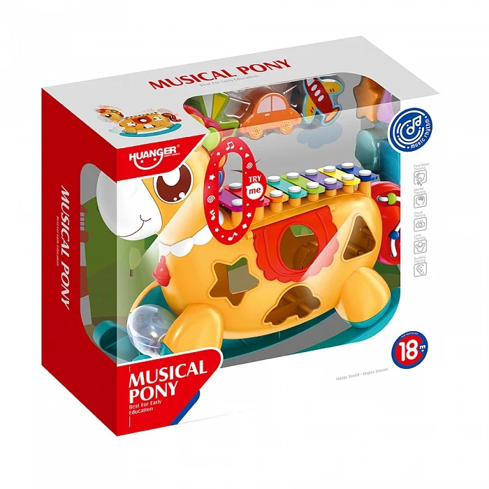 HAUNGER Игрушка развивающая Сортер Лошадка-ксилофон 30*10*24 см Оранжевый (в кор.24 шт.)