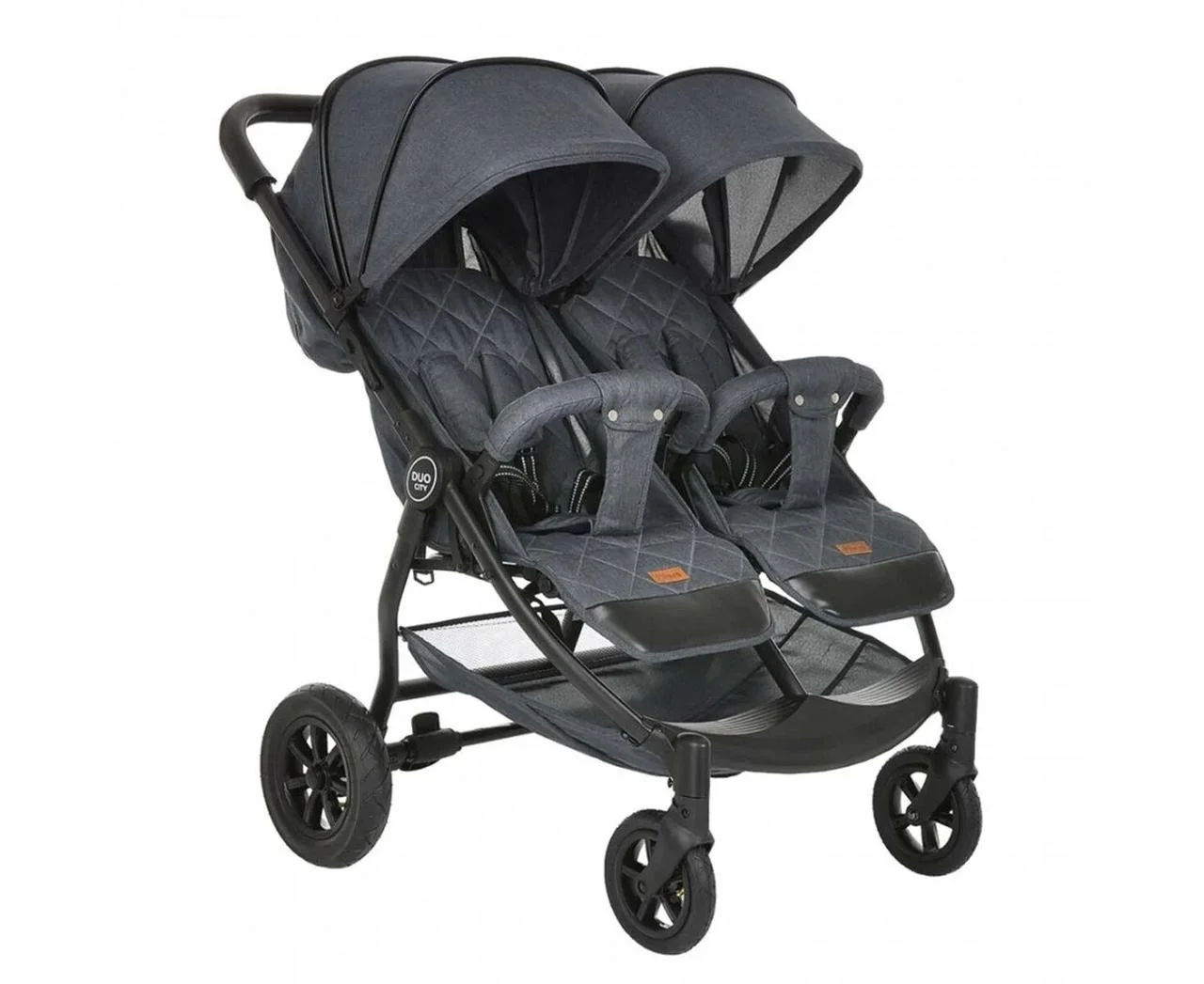 PITUSO Коляска детская DUOCITY для двойни (прогулочная), Black/Черный/чехол на ножки/AIR