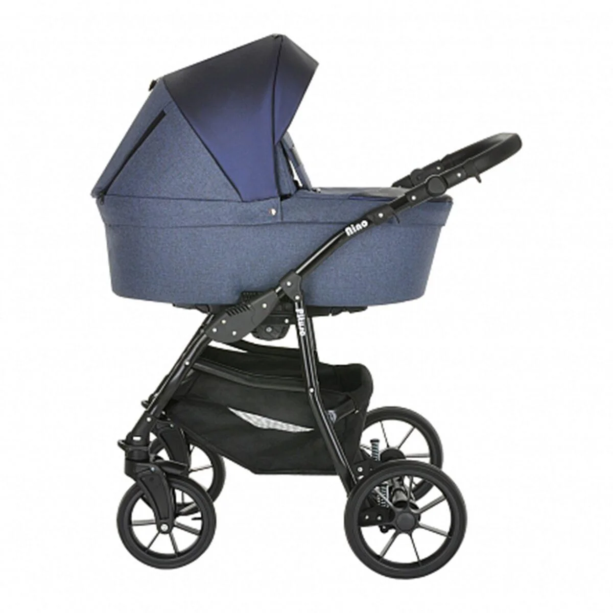 Коляска 2 в1 Pituso Nino  короб+прогулка Midnight+Кожа Metalic Blue