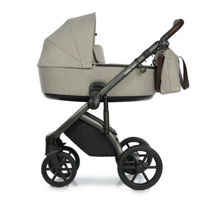 Коляска 2 в1 RoanBass Next короб + прогулка Truffle/Black/руч.Тем.коричневый (2 места)
