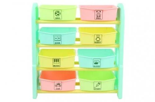 EDU-PLAY Стеллаж для игрушек с ящиками,4 полки,Ментол (76х36х80.5)