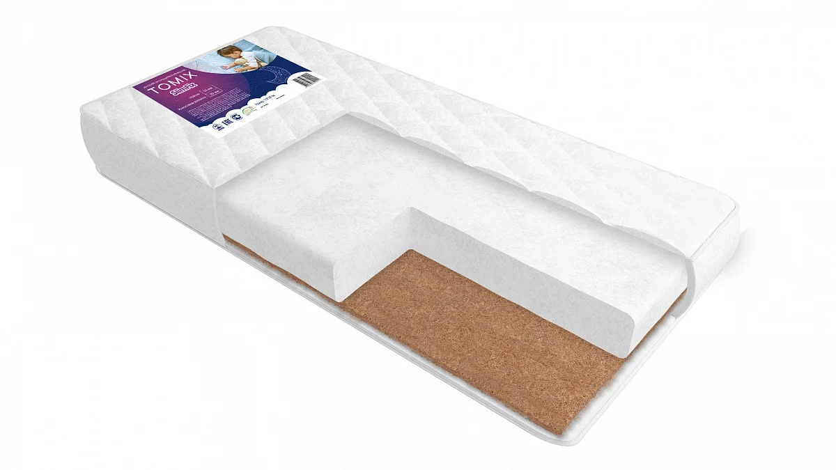 Tomix SlimFix Детский беспружинный ортопедический двусторонний матрас средней степени жесткости Размер