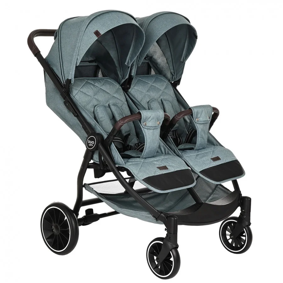 Коляска для двойни Pituso Duocity колеса Eva Emerald Green/Изумрудно-Зеленый