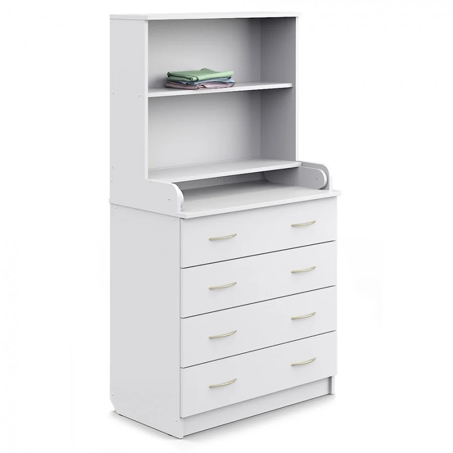 Детский комод Атон 80/4 ЛДСП с полкой белый
