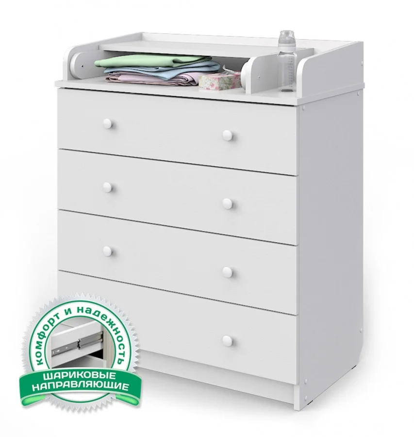 Детский комод Атон Сириус 80/4 ЛДСП белый