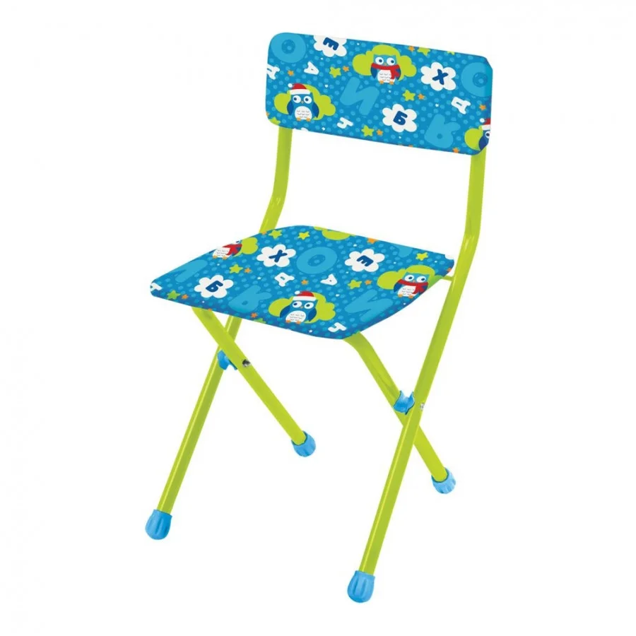 Стул детский Ника складной мягкий моющийся Совята на синем