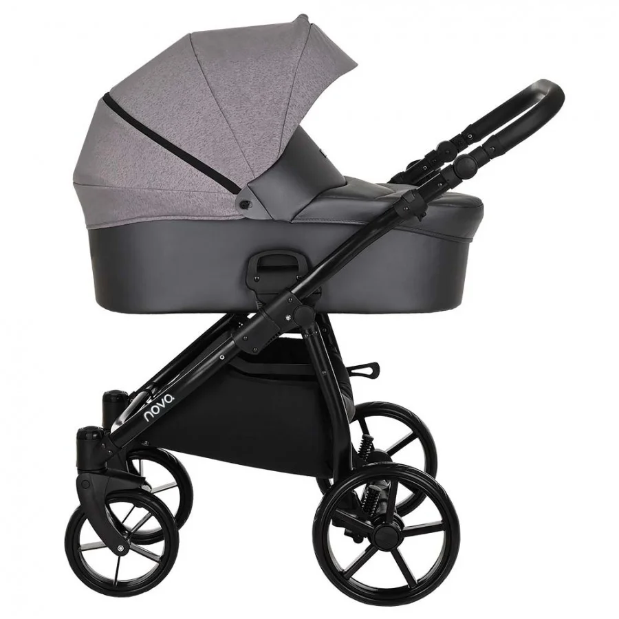 Коляска 2 в 1 Tutis Novo Reflective Кожа Antracite Metalic/Grey Reflective Print