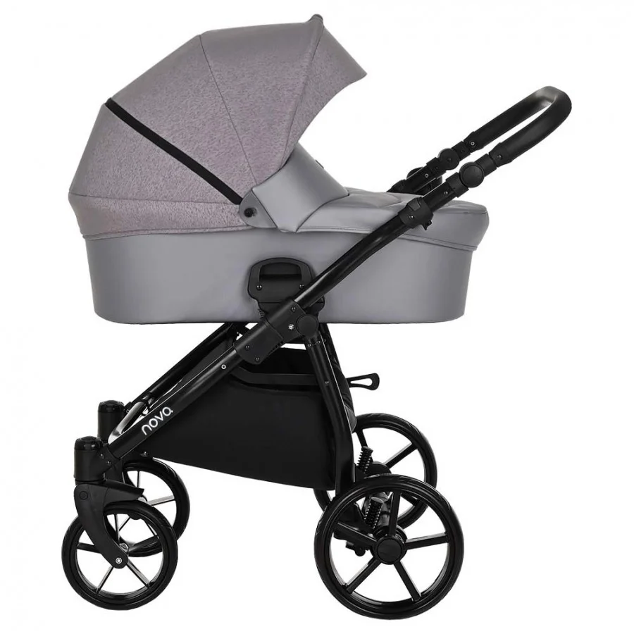 Коляска 2 в 1 Tutis Novo Reflective Кожа Grey Metalic/Grey Reflective Print