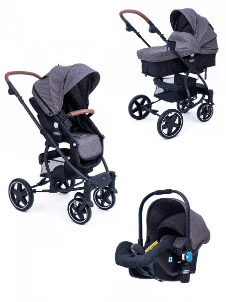 Коляска-трансформер 3 в 1 Tomix Madison, темно-серый + черный