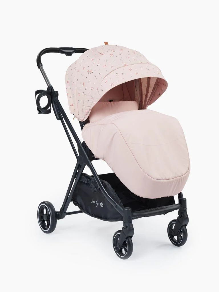 Коляска прогулочная Happy Baby "LUNA", (flowers (pink) (черная экокожа))