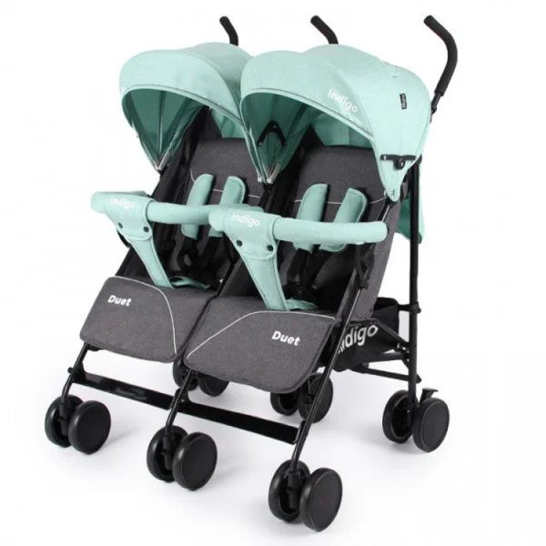 Коляска-трость для двойни Indigo Duet, зеленый