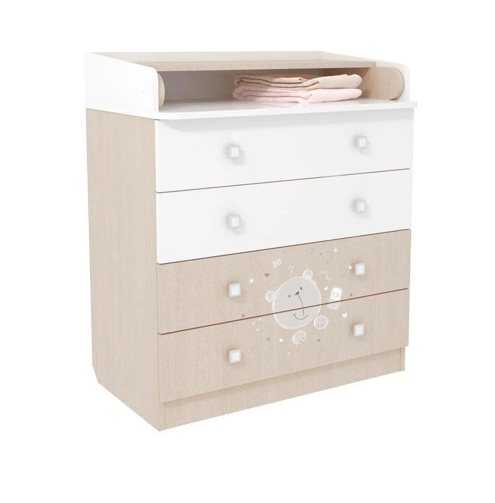 Комод пеленальный Polini kids French 1580 Teddy белый-дуб пастельный