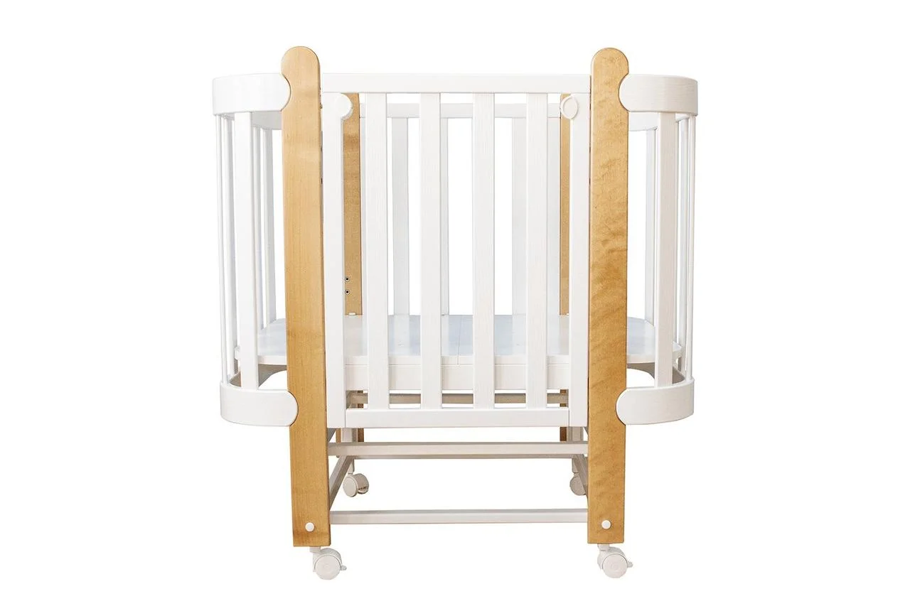 Овальная кровать-трансформер Little Sofi с маятником, белый