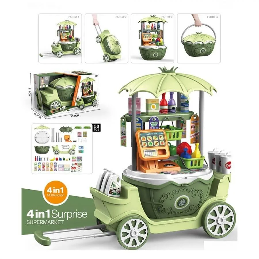 Pituso Игровой набор СУПЕРМАРКЕТ на колесиках 4в1 50 элементов