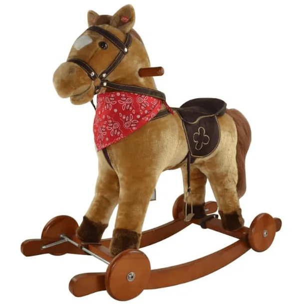 Pituso FANDANGO Качалка-Лошадка с колесами мягконаб муз Св.Коричневый 74*30*64см