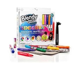 Набор фломастеров-хамелеонов «Blendy pens» (10 шт.) c раскрасками, трафаретами и аэрографом