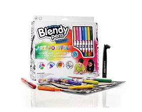 Набор фломастеров-хамелеонов «Blendy pens» (14 шт.) c раскрасками, трафаретами и аэрографом